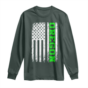 Vintage Oregon American Flag Long Sleeve Shirt Distressed Varsity Aesthetic Letters OR State