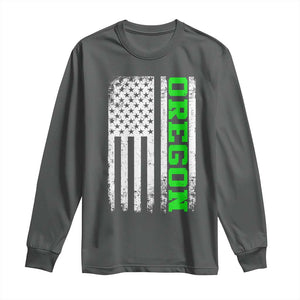 Vintage Oregon American Flag Long Sleeve Shirt Distressed Varsity Aesthetic Letters OR State