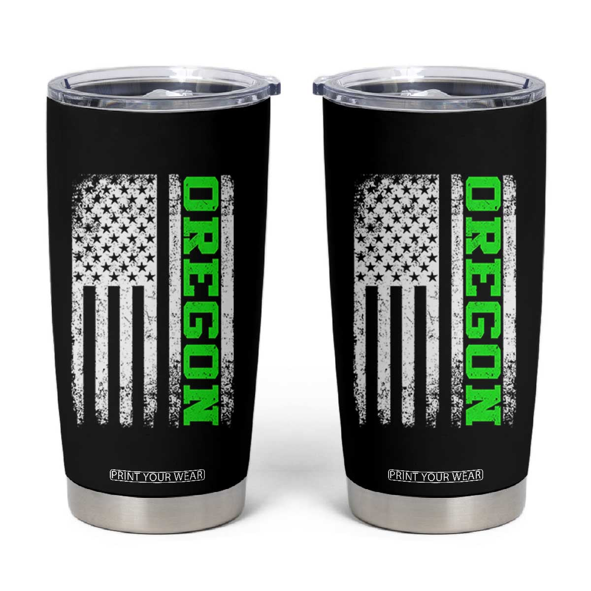 Vintage Oregon American Flag Tumbler Cup Distressed Varsity Aesthetic Letters OR State