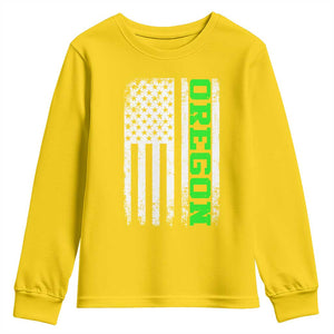 Vintage Oregon American Flag Youth Sweatshirt Distressed Varsity Aesthetic Letters OR State