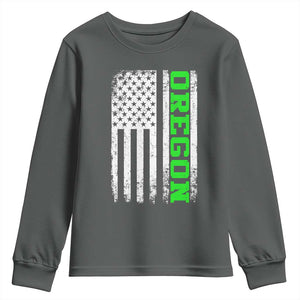 Vintage Oregon American Flag Youth Sweatshirt Distressed Varsity Aesthetic Letters OR State