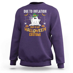 Funny Halloween Sweatshirt Due To Inflation This Is My Halloween Costume Cute Ghost TS11 Purple Print Your Wear