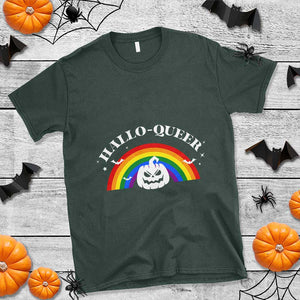 Halloween LGBT T Shirt Hallo Queer Halloween Rainbow Pumpkin TS11 Dark Forest Green Print Your Wear