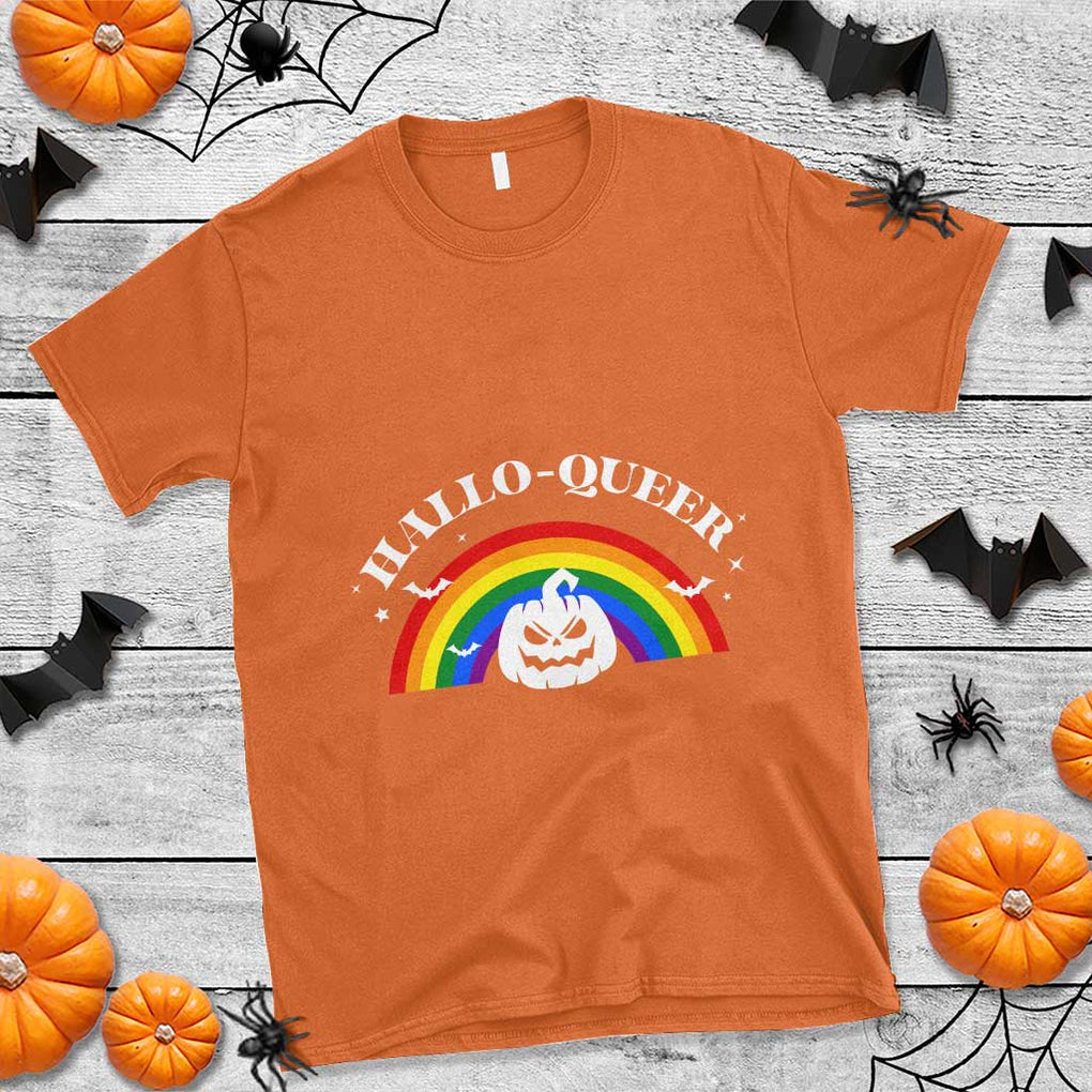 Halloween LGBT T Shirt Hallo Queer Halloween Rainbow Pumpkin TS11 Orange Print Your Wear