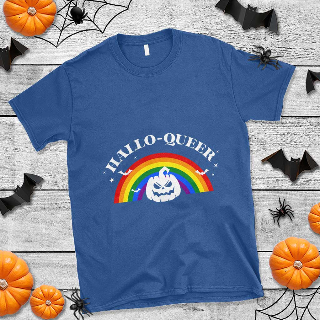 Halloween LGBT T Shirt Hallo Queer Halloween Rainbow Pumpkin TS11 Royal Blue Print Your Wear