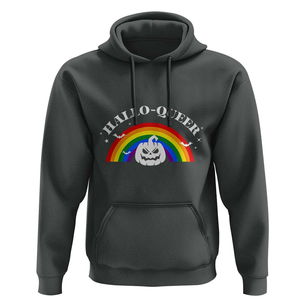 Halloween LGBT Hoodie Hallo Queer Halloween Rainbow Pumpkin TS11 Dark Heather Print Your Wear