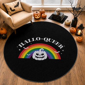 Halloween LGBT Round Rug Hallo Queer Halloween Rainbow Pumpkin