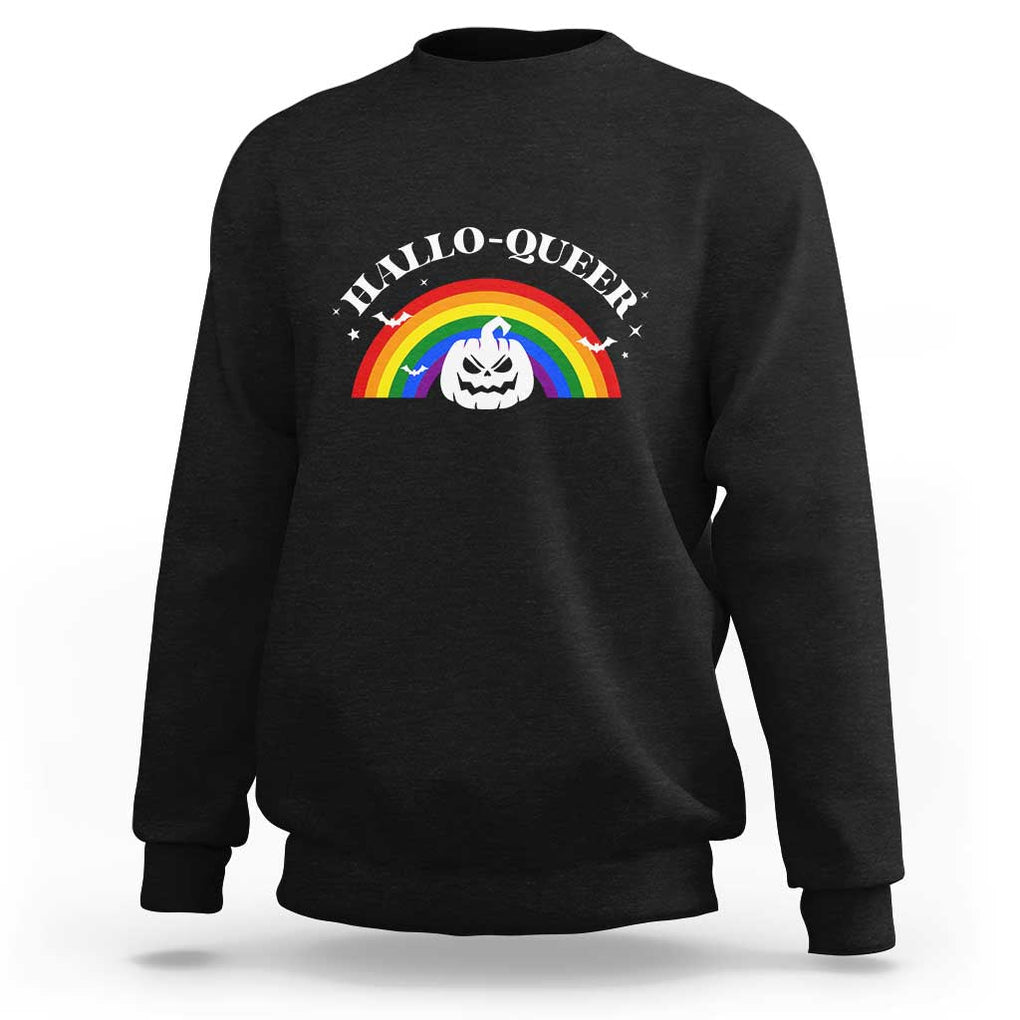 Halloween LGBT Sweatshirt Hallo Queer Halloween Rainbow Pumpkin TS11 Black Print Your Wear