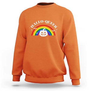 Halloween LGBT Sweatshirt Hallo Queer Halloween Rainbow Pumpkin TS11 Orange Print Your Wear