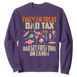 Halloween Dad Sweatshirt Trick Or Treat Dad Tax Dad Get First Dibs On Candy TS11 Purple Print Your Wear