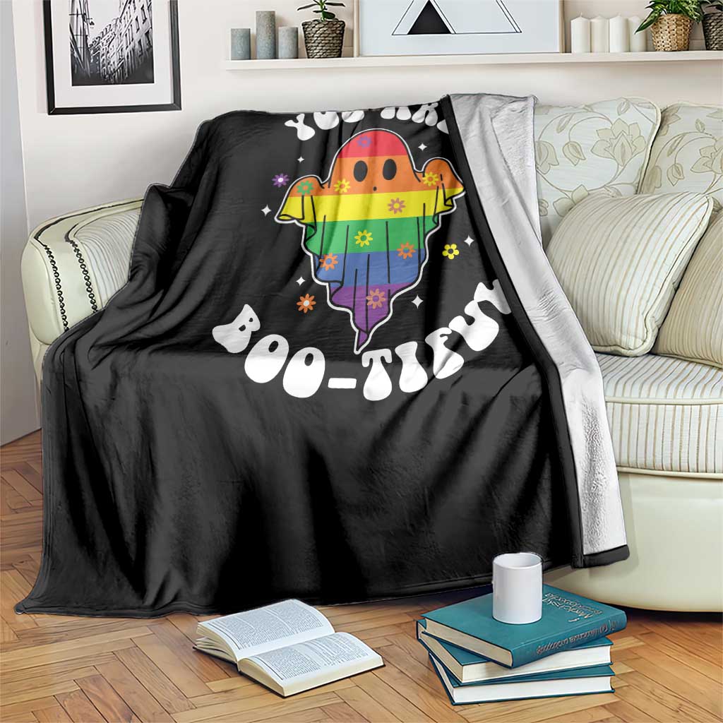 Halloween LGBT Throw Blanket You Are Boo Tiful Beautiful Rainbow Ghost TS11 Print Your Wear