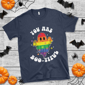 Halloween LGBT T Shirt You Are Boo Tiful Beautiful Rainbow Ghost TS11 Navy Print Your Wear