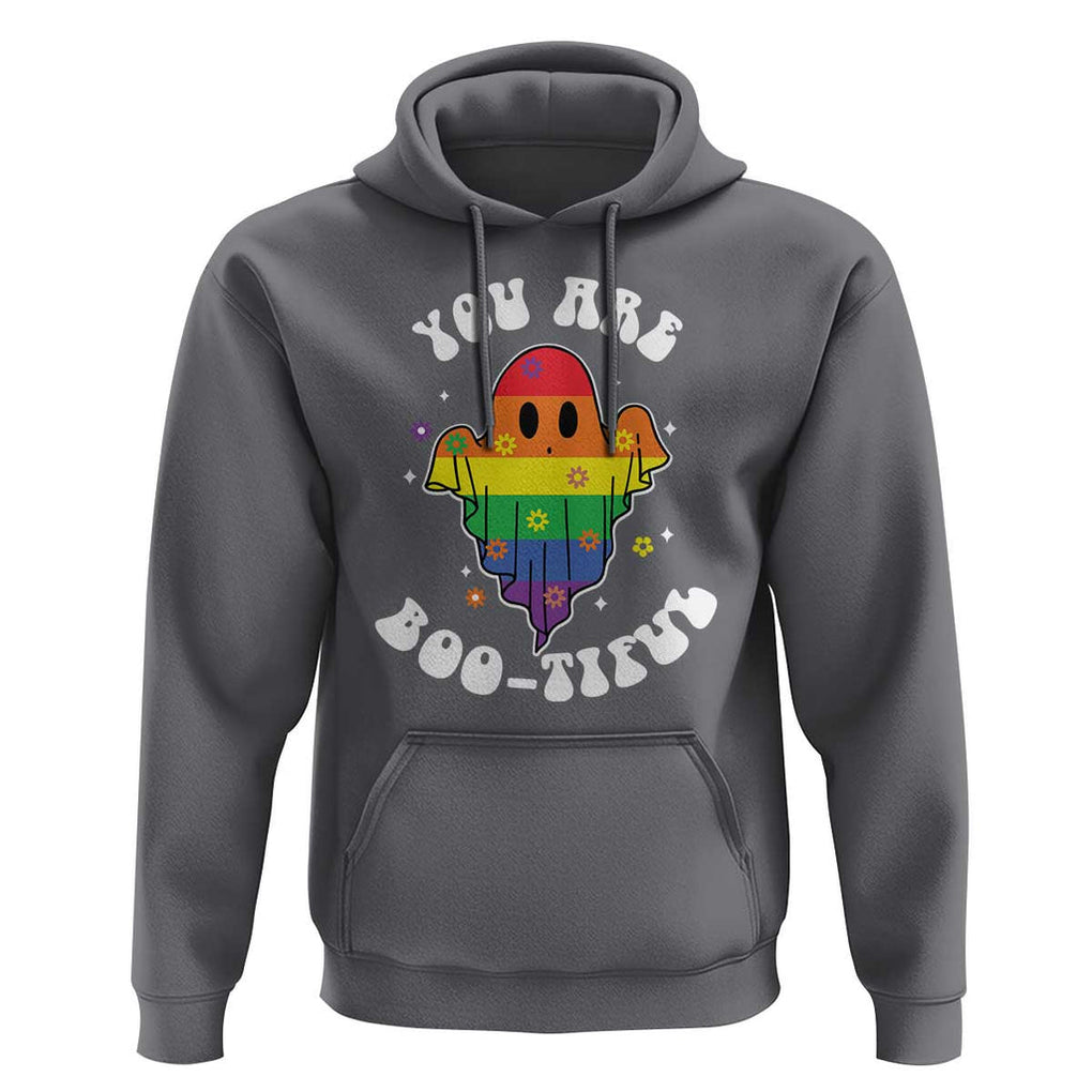 Halloween LGBT Hoodie You Are Boo Tiful Beautiful Rainbow Ghost TS11 Charcoal Print Your Wear