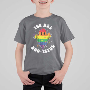 Halloween LGBT T Shirt For Kid You Are Boo Tiful Beautiful Rainbow Ghost TS11 Charcoal Print Your Wear