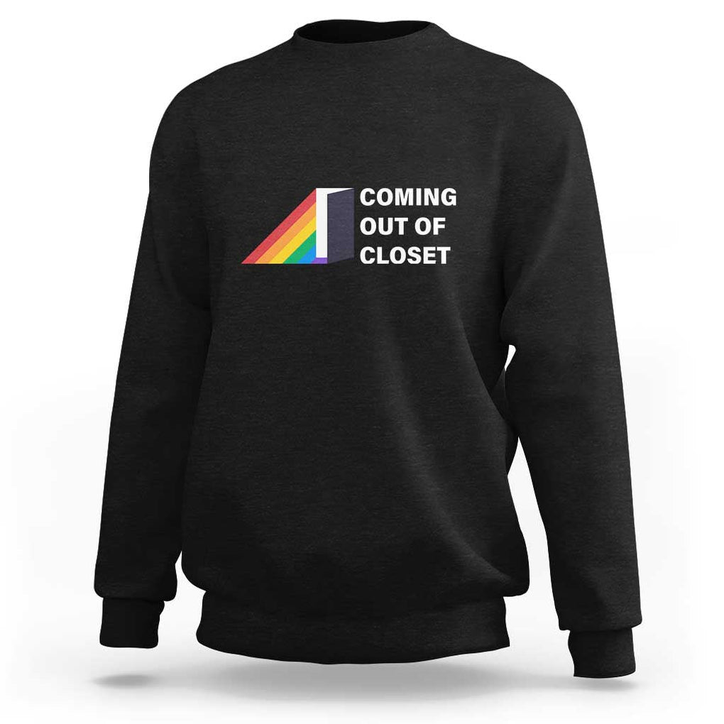 Come Out LGBT Sweatshirt Coming Out Of Closet Rainbow Door TS11 Black Print Your Wear