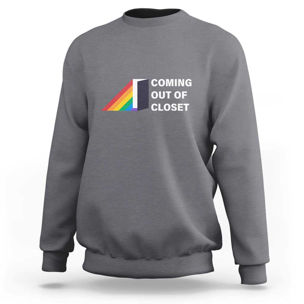 Come Out LGBT Sweatshirt Coming Out Of Closet Rainbow Door TS11 Charcoal Print Your Wear