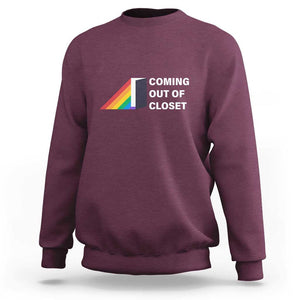 Come Out LGBT Sweatshirt Coming Out Of Closet Rainbow Door TS11 Maroon Print Your Wear