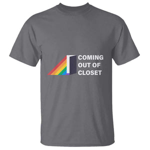 Come Out LGBT T Shirt Coming Out Of Closet Rainbow Door TS11 Charcoal Print Your Wear