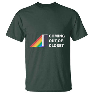 Come Out LGBT T Shirt Coming Out Of Closet Rainbow Door TS11 Dark Forest Green Print Your Wear