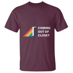 Come Out LGBT T Shirt Coming Out Of Closet Rainbow Door TS11 Maroon Print Your Wear