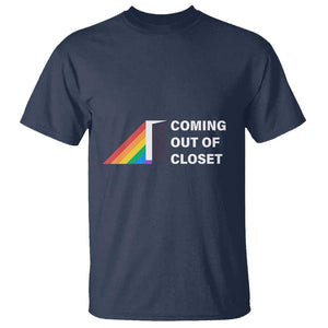 Come Out LGBT T Shirt Coming Out Of Closet Rainbow Door TS11 Navy Print Your Wear