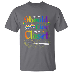 Come Out LGBT T Shirt No One Should Live In A Closet Magical Rainbow Glasses TS11 Charcoal Print Your Wear