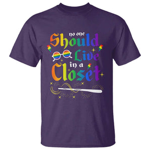 Come Out LGBT T Shirt No One Should Live In A Closet Magical Rainbow Glasses TS11 Purple Print Your Wear