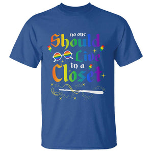 Come Out LGBT T Shirt No One Should Live In A Closet Magical Rainbow Glasses TS11 Royal Blue Print Your Wear