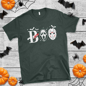 Halloween T Shirt Boo Horror Murderer Masks Bat Spooky Season TS11 Dark Forest Green Print Your Wear