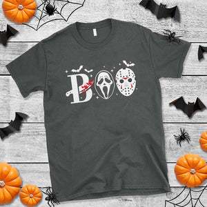 Halloween T Shirt Boo Horror Murderer Masks Bat Spooky Season TS11 Dark Heather Print Your Wear