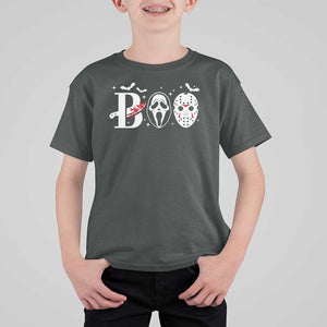 Halloween T Shirt For Kid Boo Horror Murderer Masks Bat Spooky Season TS11 Dark Heather Print Your Wear