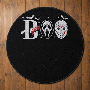 Halloween Round Rug Boo Horror Murderer Masks Bat Spooky Season