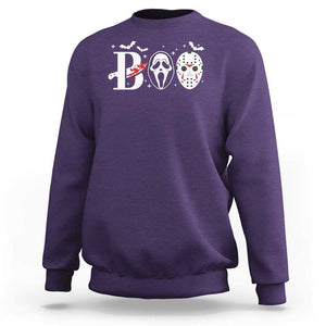 Halloween Sweatshirt Boo Horror Murderer Masks Bat Spooky Season TS11 Purple Print Your Wear