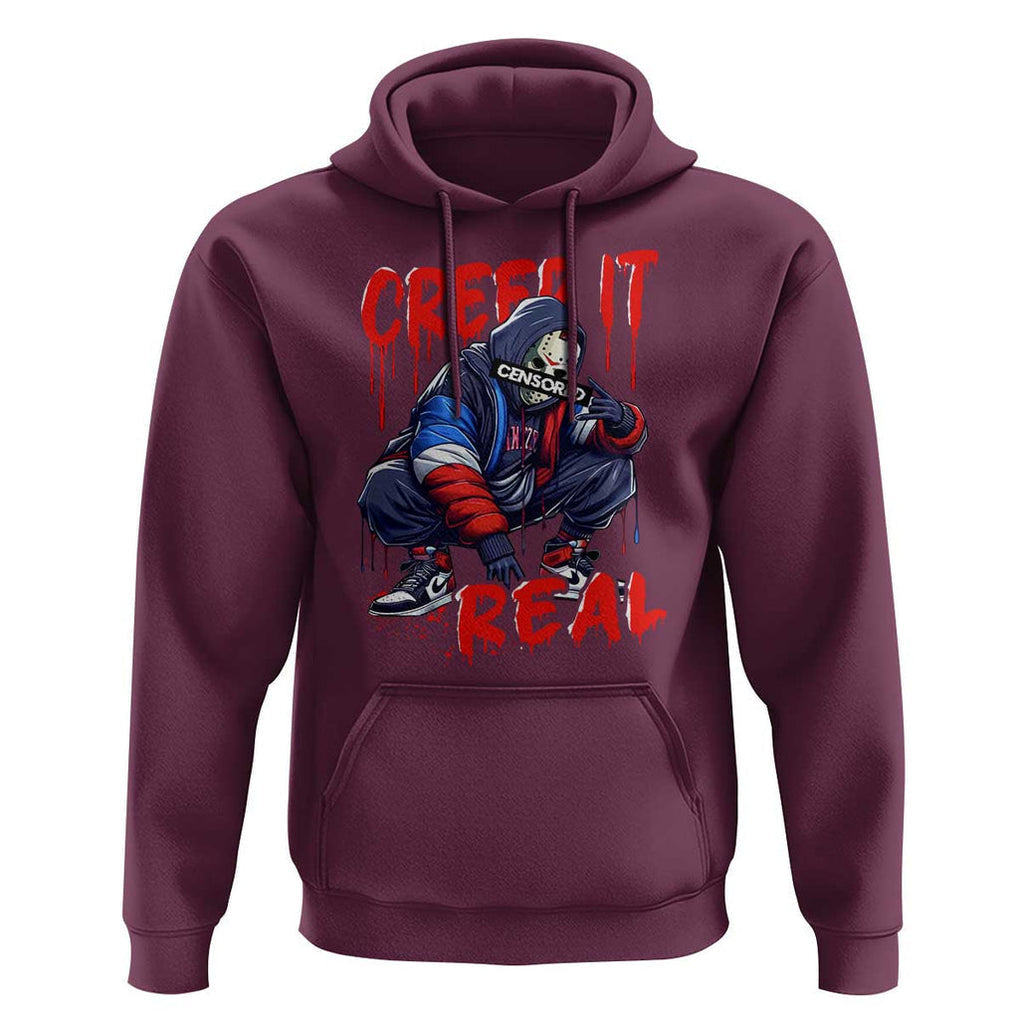 Halloween Hoodie Creep It Real Horror Murderer Spooky Season TS11 Maroon Print Your Wear
