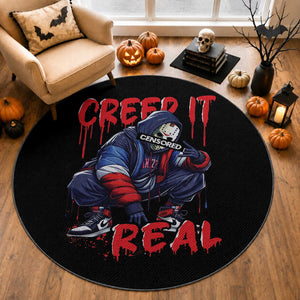 Halloween Round Rug Creep It Real Horror Murderer Spooky Season