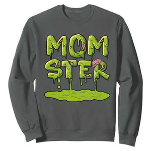 Funny Halloween Couple Sweatshirt Momster Monster Couple Matching TS11 Dark Heather Print Your Wear