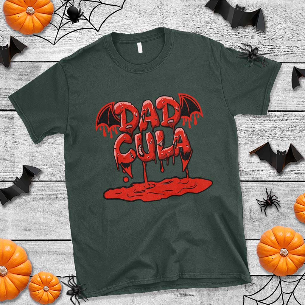 Funny Halloween Couple T Shirt Dadcula Dracula Couple Matching TS11 Dark Forest Green Print Your Wear