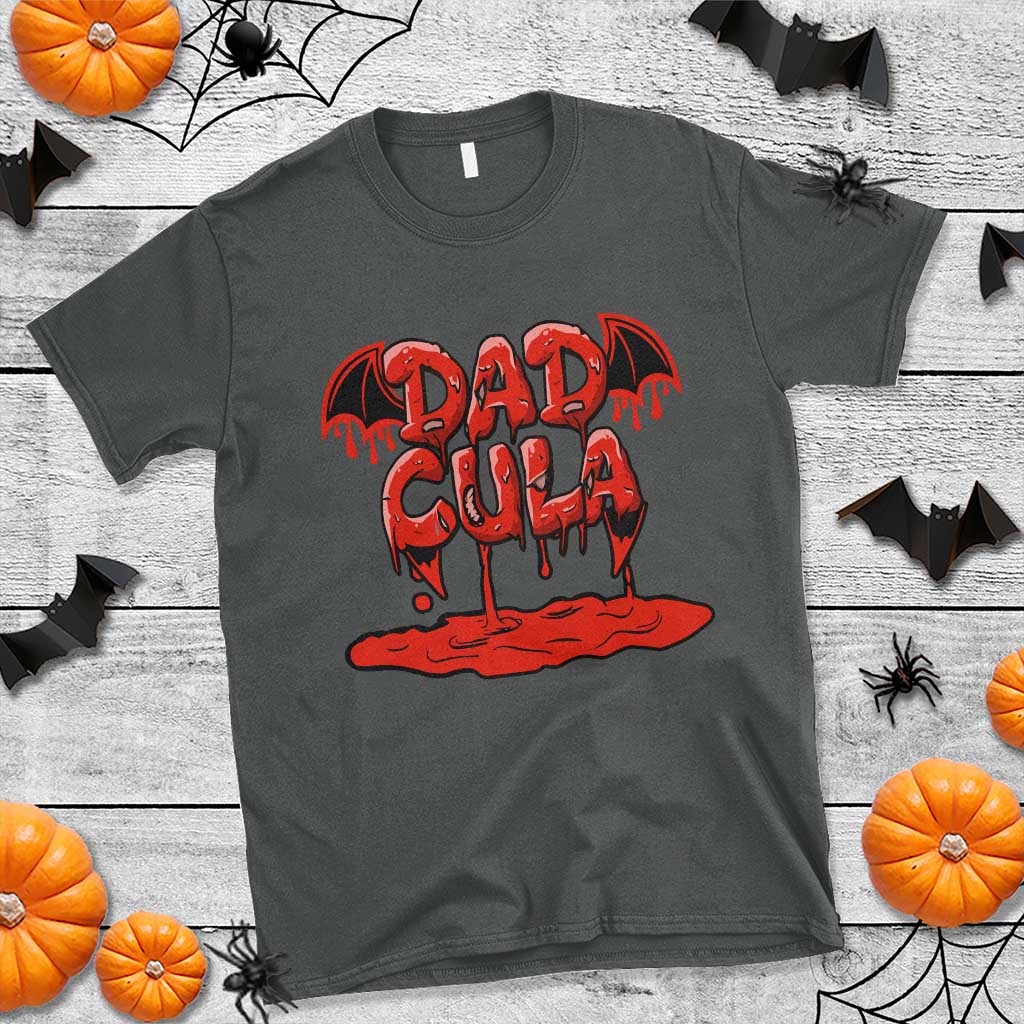 Funny Halloween Couple T Shirt Dadcula Dracula Couple Matching TS11 Dark Heather Print Your Wear