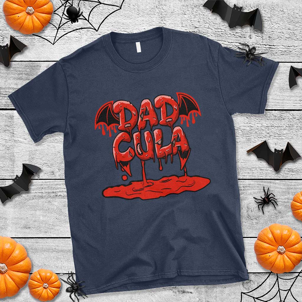 Funny Halloween Couple T Shirt Dadcula Dracula Couple Matching TS11 Navy Print Your Wear