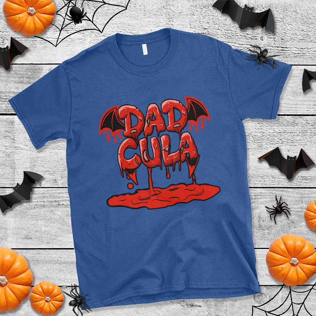 Funny Halloween Couple T Shirt Dadcula Dracula Couple Matching TS11 Royal Blue Print Your Wear