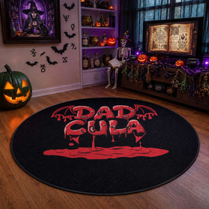 Funny Halloween Couple Round Rug Dadcula Dracula Couple Matching