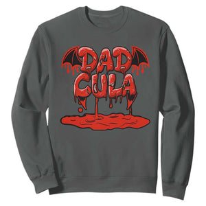 Funny Halloween Couple Sweatshirt Dadcula Dracula Couple Matching TS11 Dark Heather Print Your Wear