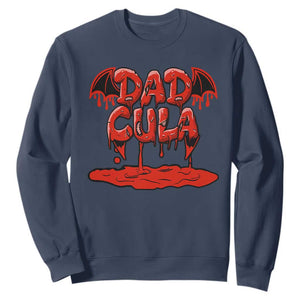 Funny Halloween Couple Sweatshirt Dadcula Dracula Couple Matching TS11 Navy Print Your Wear