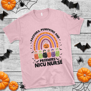 NICU Nurse Halloween T Shirt Pacifiers Pumpkins And Preemies Baby Rainbow Bat TS11 Light Pink Print Your Wear