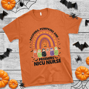 NICU Nurse Halloween T Shirt Pacifiers Pumpkins And Preemies Baby Rainbow Bat TS11 Orange Print Your Wear