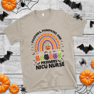 NICU Nurse Halloween T Shirt Pacifiers Pumpkins And Preemies Baby Rainbow Bat TS11 Sand Print Your Wear