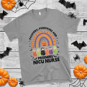 NICU Nurse Halloween T Shirt Pacifiers Pumpkins And Preemies Baby Rainbow Bat TS11 Sport Gray Print Your Wear