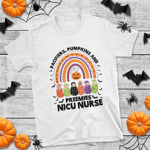 NICU Nurse Halloween T Shirt Pacifiers Pumpkins And Preemies Baby Rainbow Bat TS11 White Print Your Wear