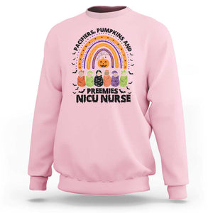 NICU Nurse Halloween Sweatshirt Pacifiers Pumpkins And Preemies Baby Rainbow Bat TS11 Light Pink Print Your Wear