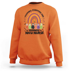 NICU Nurse Halloween Sweatshirt Pacifiers Pumpkins And Preemies Baby Rainbow Bat TS11 Orange Print Your Wear